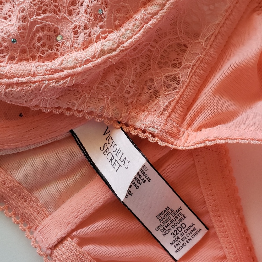 Peach Rhinestone Lace Racerback Bra - Picture 5 of 5